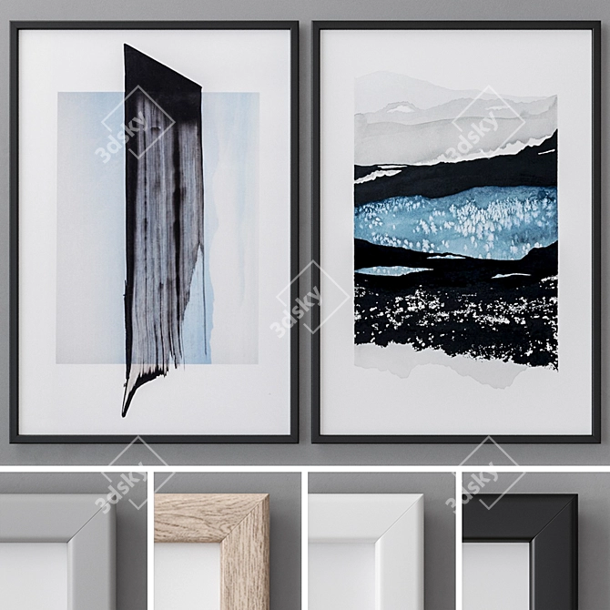 Modern Abstract Photo Frames Set 3D model image 1