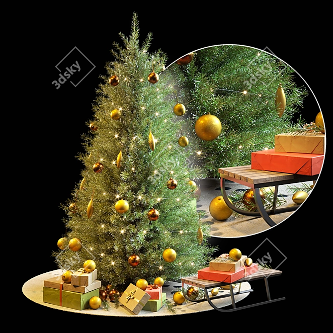  Festive Evergreen Christmas Tree 3D model image 6