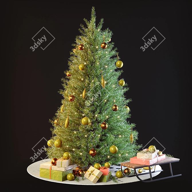  Festive Evergreen Christmas Tree 3D model image 7