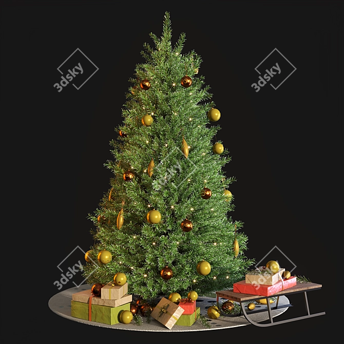  Festive Evergreen Christmas Tree 3D model image 10