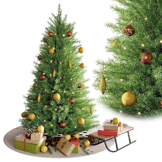  Festive Evergreen Christmas Tree 3D model image 13