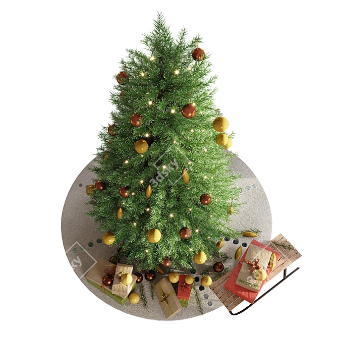  Festive Evergreen Christmas Tree 3D model image 15