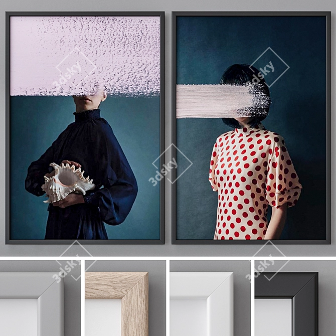 Modern Abstract Photo Frames Set 3D model image 1