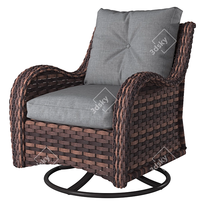  Stylish Rattan Armchair for 3 3D model image 1