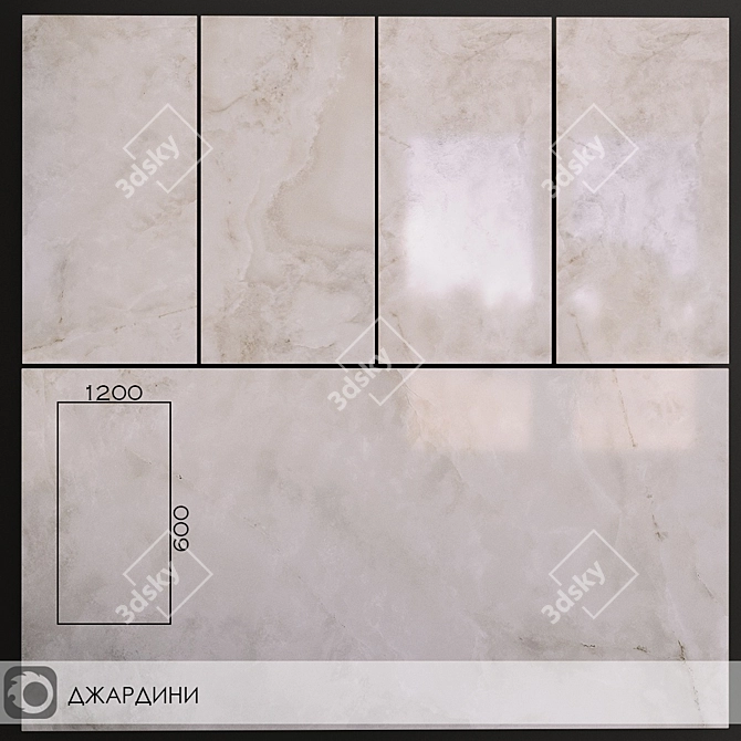 Jardini Beige Light Glossy Floor Tiles 3D model image 1