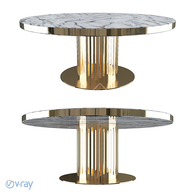 Elegant Marble Round Table 3D model image 6