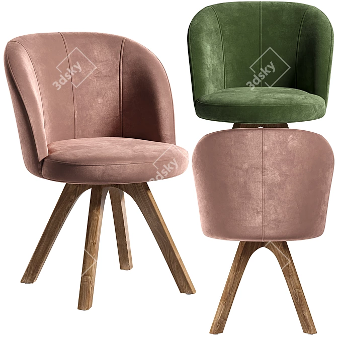 Elegant Set of Modern Armchairs 3D model image 2