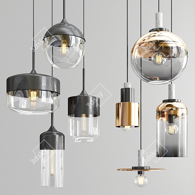 Nordic Glass Pendant Lighting 3D model image 1