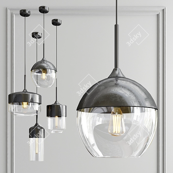 Nordic Glass Pendant Lighting 3D model image 2