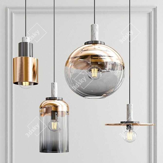 Nordic Glass Pendant Lighting 3D model image 3