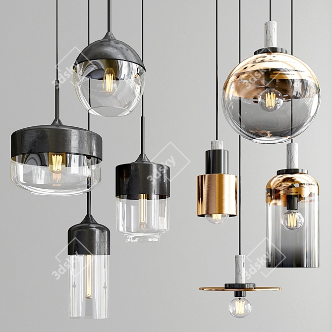 Nordic Glass Pendant Lighting 3D model image 4