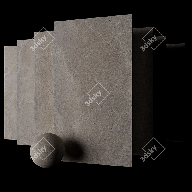 Elegant Beige Concrete Tiles 3D model image 2