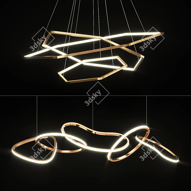 Modern Geometric LED Rings 3D model image 1