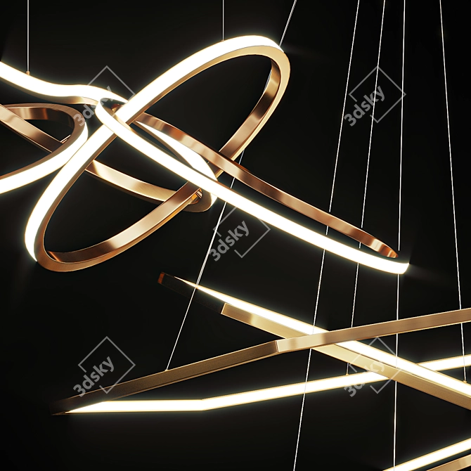 Modern Geometric LED Rings 3D model image 2