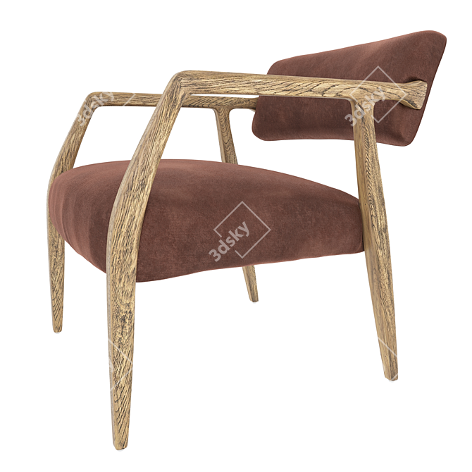 Vintage Velvet Lounge Chair 3D model image 2