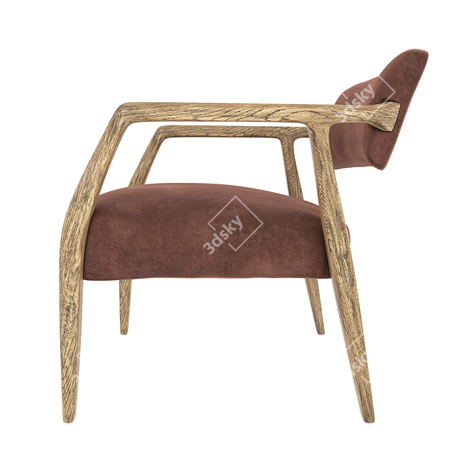 Vintage Velvet Lounge Chair 3D model image 3