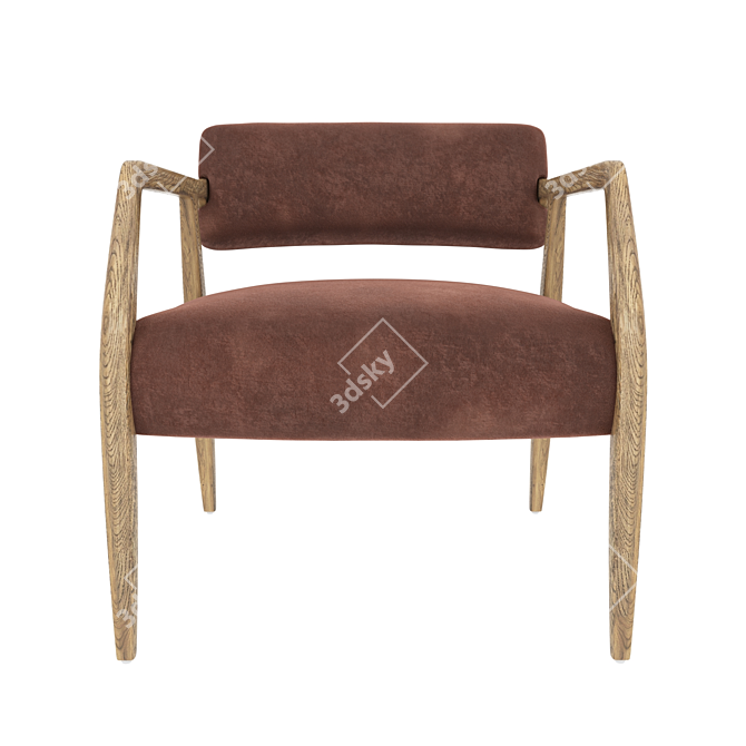 Vintage Velvet Lounge Chair 3D model image 4