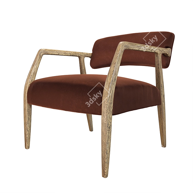 Vintage Velvet Lounge Chair 3D model image 6