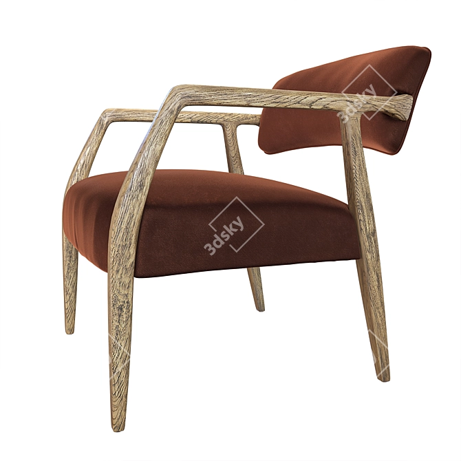 Vintage Velvet Lounge Chair 3D model image 7