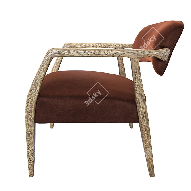 Vintage Velvet Lounge Chair 3D model image 8