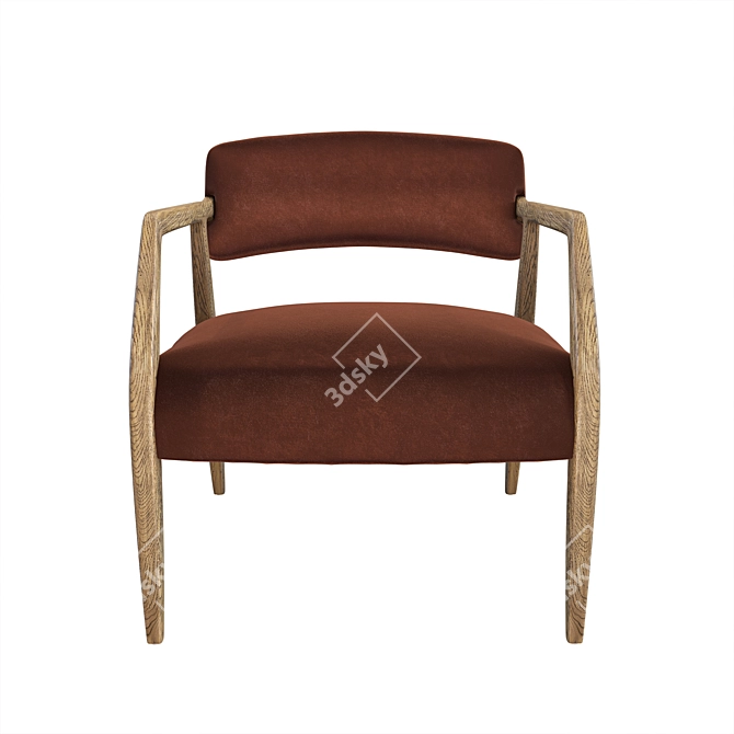 Vintage Velvet Lounge Chair 3D model image 9