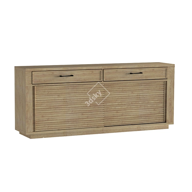 Natural Wood Buffet with 2 Drawers 3D model image 1