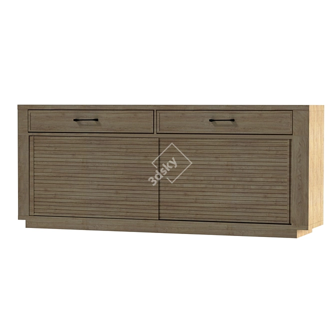 Natural Wood Buffet with 2 Drawers 3D model image 2