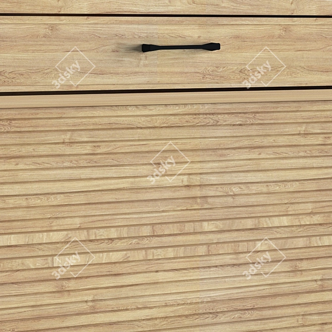 Natural Wood Buffet with 2 Drawers 3D model image 3