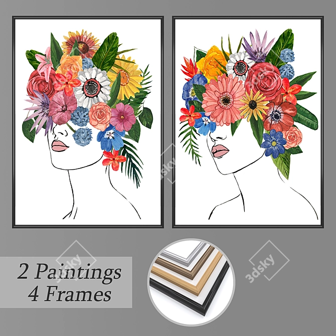 Elegant Wall Art Set 3D model image 1