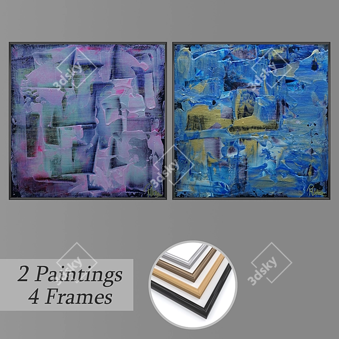 Modern Wall Art Set with Multiple Frames 3D model image 1