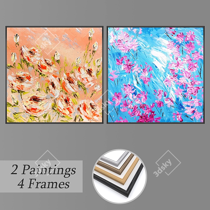 Elegant Wall Art Set with Multiple Frame Options 3D model image 1