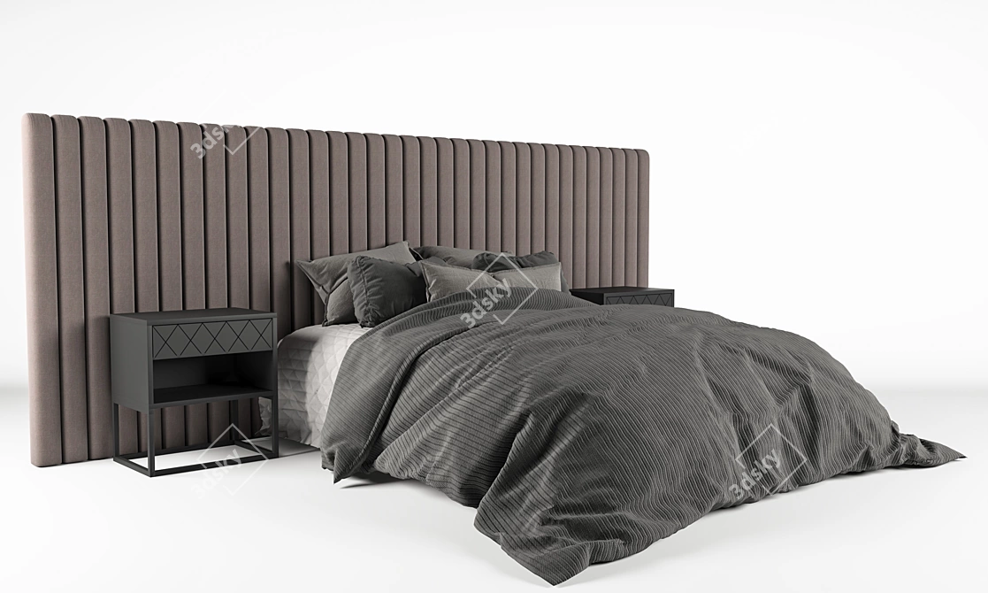 Sleek Modern Bed Design 3D model image 1