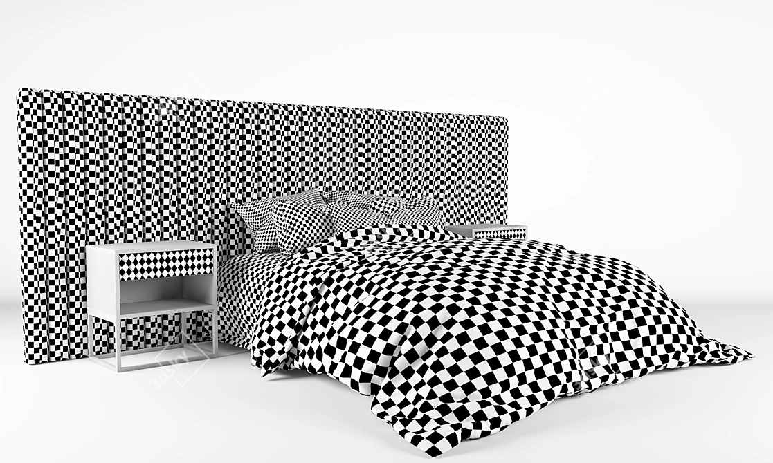 Sleek Modern Bed Design 3D model image 4