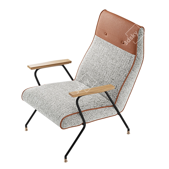 Handcrafted Quentin Leather Chair 3D model image 4