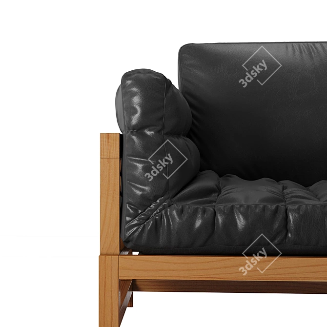 Japanese Inspired Leather Armchair 3D model image 4