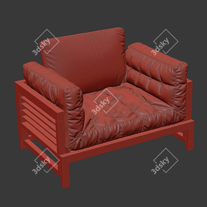 Japanese Inspired Leather Armchair 3D model image 7