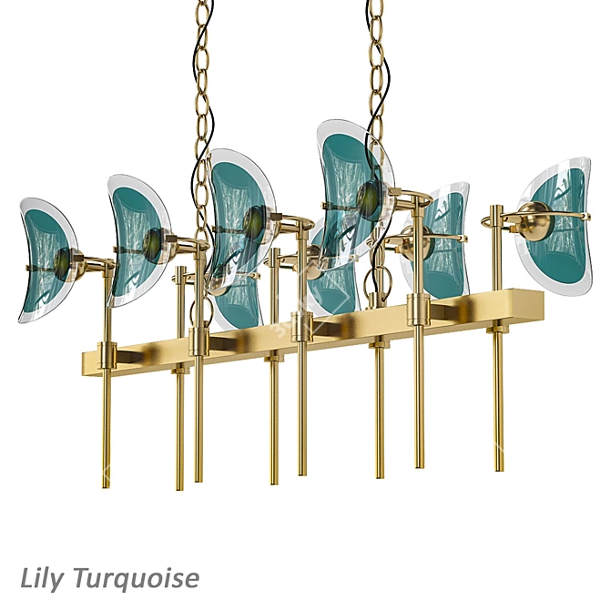 Turquoise Glass Chandeliers Set 3D model image 2