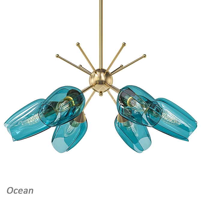 Turquoise Glass Chandeliers Set 3D model image 4