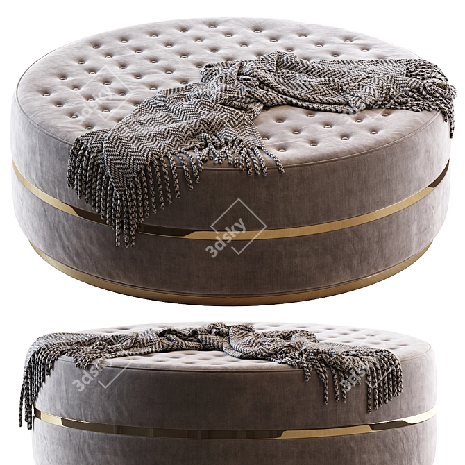 Elegant Capitonne Pouf - 120x120x40 3D model image 1