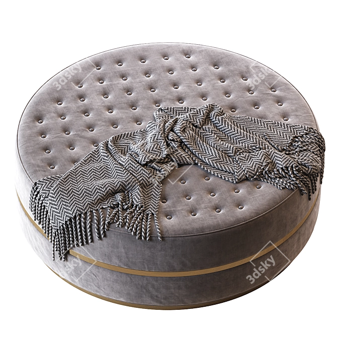 Elegant Capitonne Pouf - 120x120x40 3D model image 2