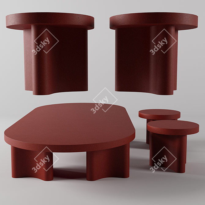 Stylish AZO Terracotta Table 3D model image 1