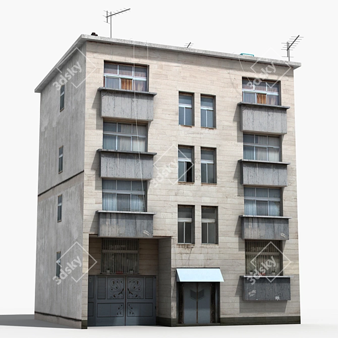 Realistic Low Poly Building Model 3D model image 1