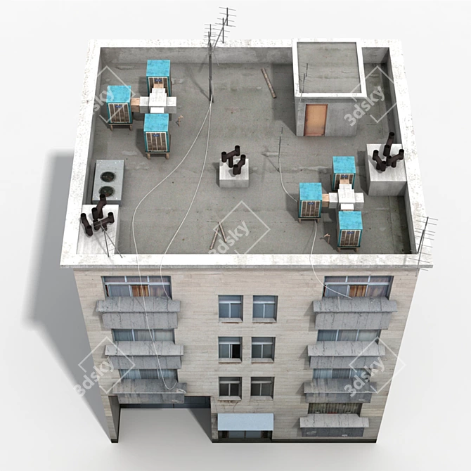 Realistic Low Poly Building Model 3D model image 3