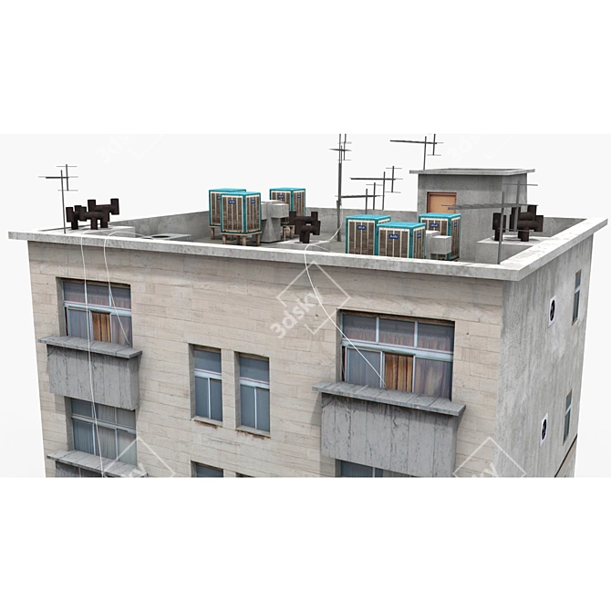 Realistic Low Poly Building Model 3D model image 4