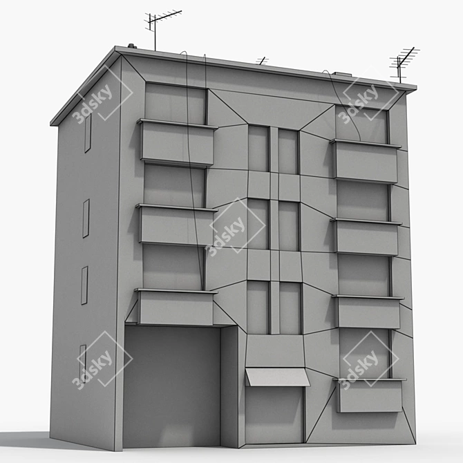 Realistic Low Poly Building Model 3D model image 5