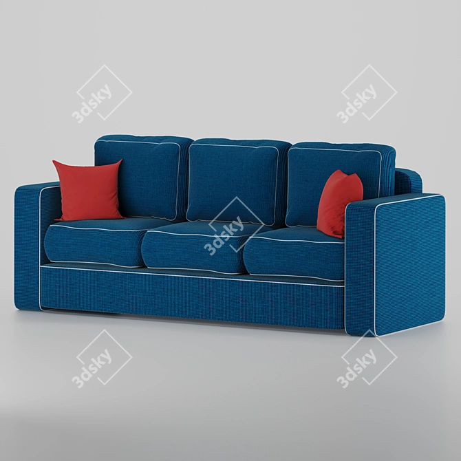 Sleek Blue Velvet Sofa 3D model image 1