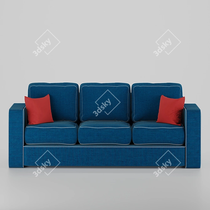 Sleek Blue Velvet Sofa 3D model image 2