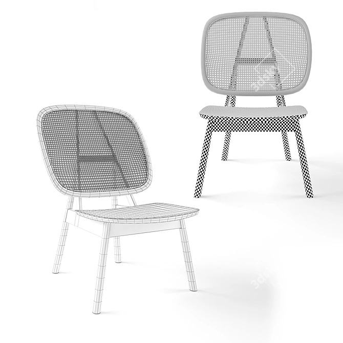 Elegant Cane Lounge Chair 3D model image 2