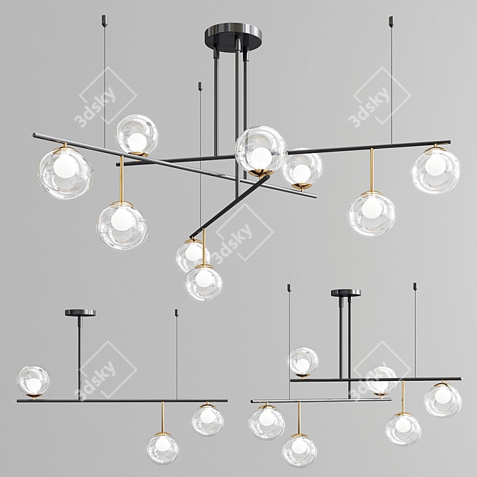 Nordic Bean LED Chandelier: a Magical Illumination 3D model image 1