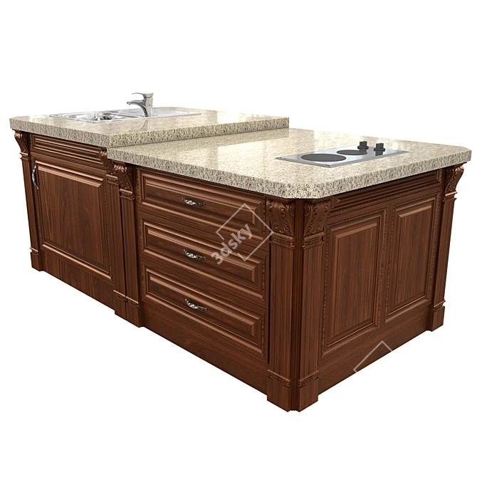 Classic Kitchen Island - 3D Model 3D model image 4